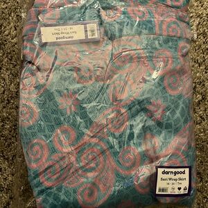 Darn Good Sari Wrap Skirt with Pink and Blue Pattern